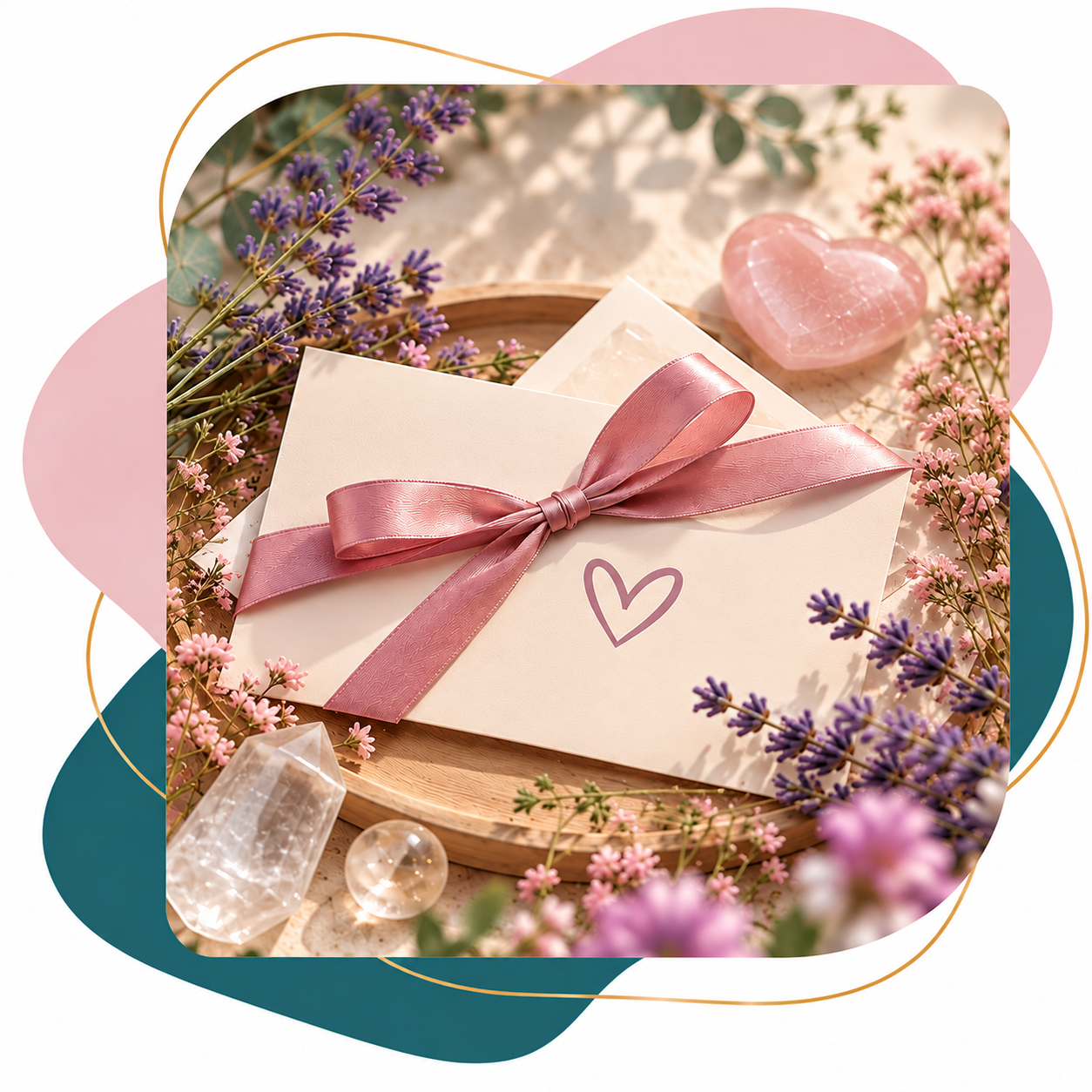 Rose Ribbon Wellness Greeting Flat Lay